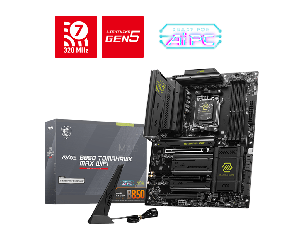 MSI MAG B850 TOMAHAWK MAX WIFI DDR5 ATX Motherboard – AM5 Socket AMD