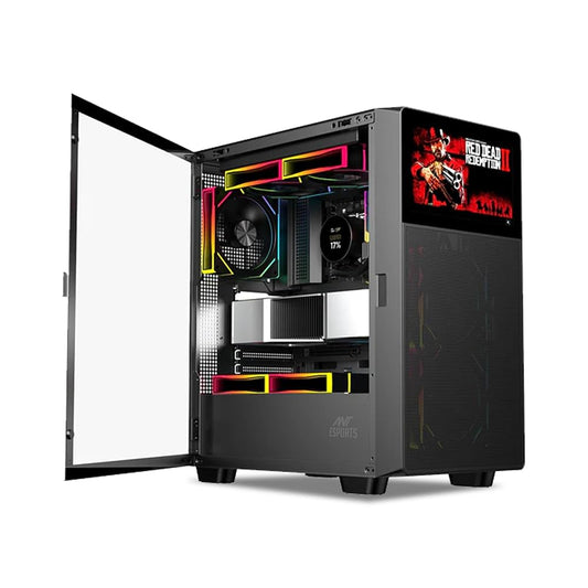 Ant Esports ICE Digital C3 ARGB ATX Mid Tower Cabinet (Black) with 8-Inch IPS Display, Tempered Glass & ARGB Fans