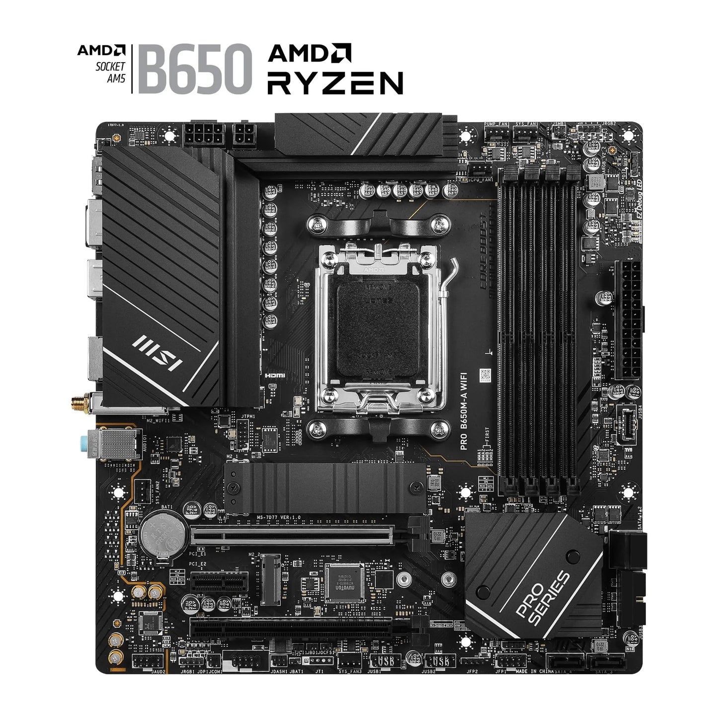 MSI PRO B650M-A WIFI DDR5 M-ATX Motherboard โ AM5 Socket AMD