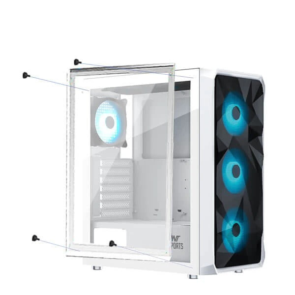 Ant Esports ICE-112 Auto RGB (ATX) Mid Tower Cabinet (White)