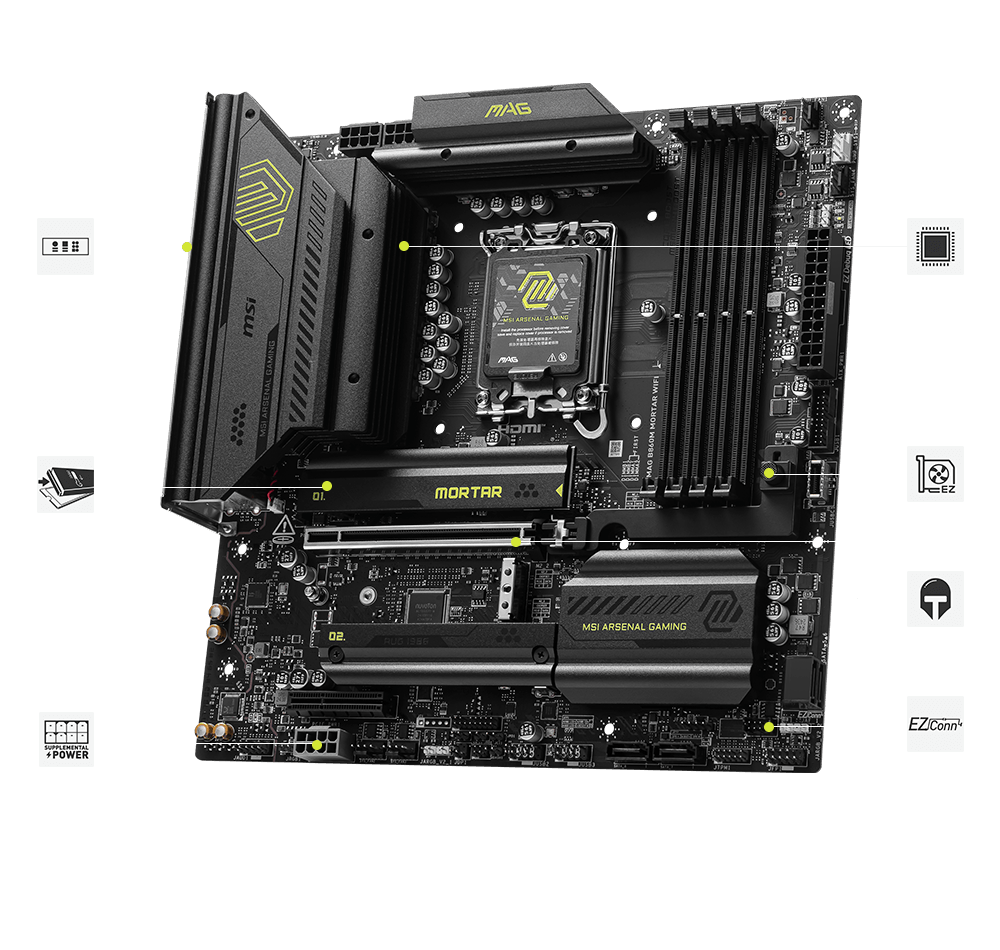 MSI MAG B860M MORTAR WIFI LGA 1851 mATX Motherboard INTEL