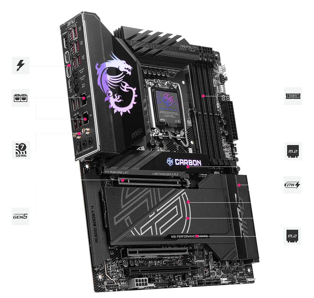 MSI MPG Z890 Carbon WIFI DDR5 Motherboard INTEL