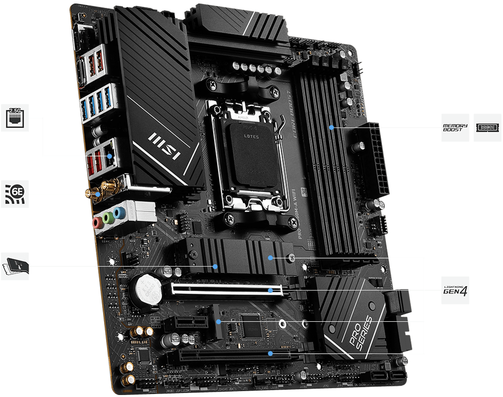 MSI PRO B650M-A WIFI DDR5 M-ATX Motherboard โ AM5 Socket AMD