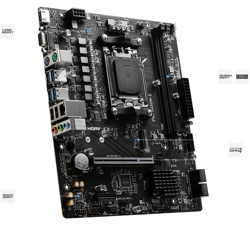 MSI PRO B650M-E DDR5 M-ATX Motherboard โ AM5 Socket AMD