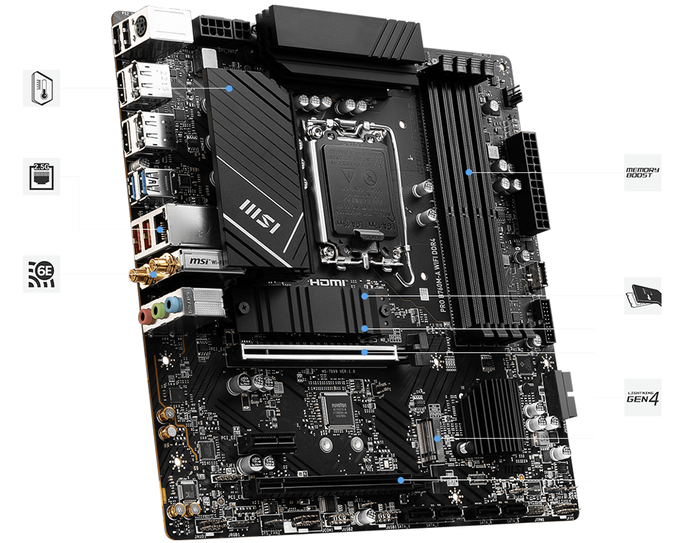 MSI Pro B760M-A WIFI DDR4 Motherboard INTEL