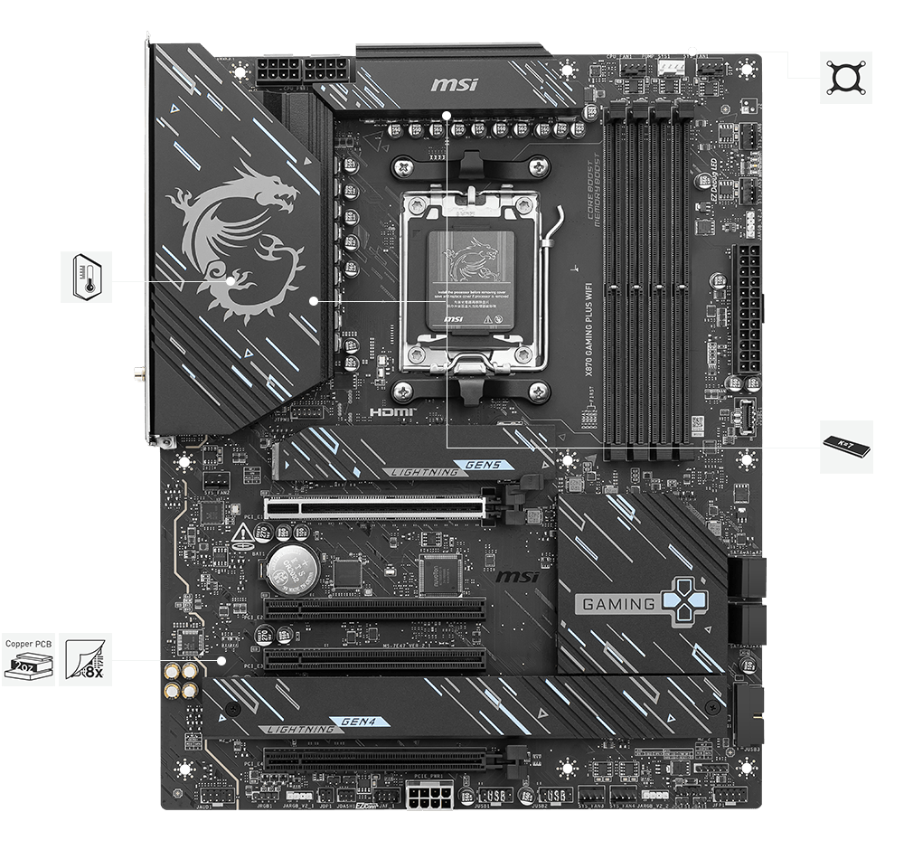 MSI X870E Gaming Plus WIFI ATX Motherboard AMD