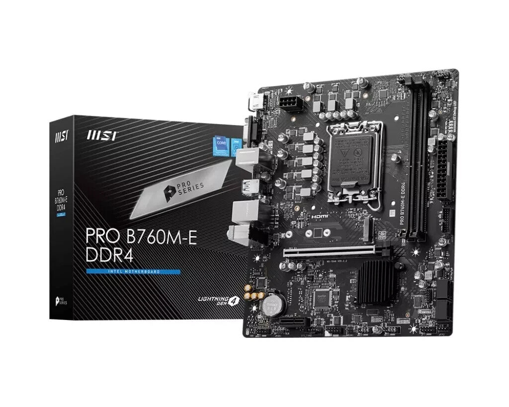 MSI Pro B760M-E DDR4 Intel Motherboard Supports Intel 12th , 13th & 14th Gen Processors