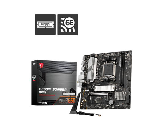 MSI B650M BOMBER WIFI DDR5 M-ATX Motherboard – AM5 Socket AMD