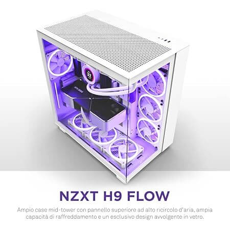 NZXT H9 Flow Dual-Chamber ATX Mid-Tower Gaming Cabinet White