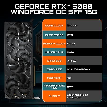 Gigabyte GeForce RTX 5080 WINDFORCE OC SFF 16G Graphics Card