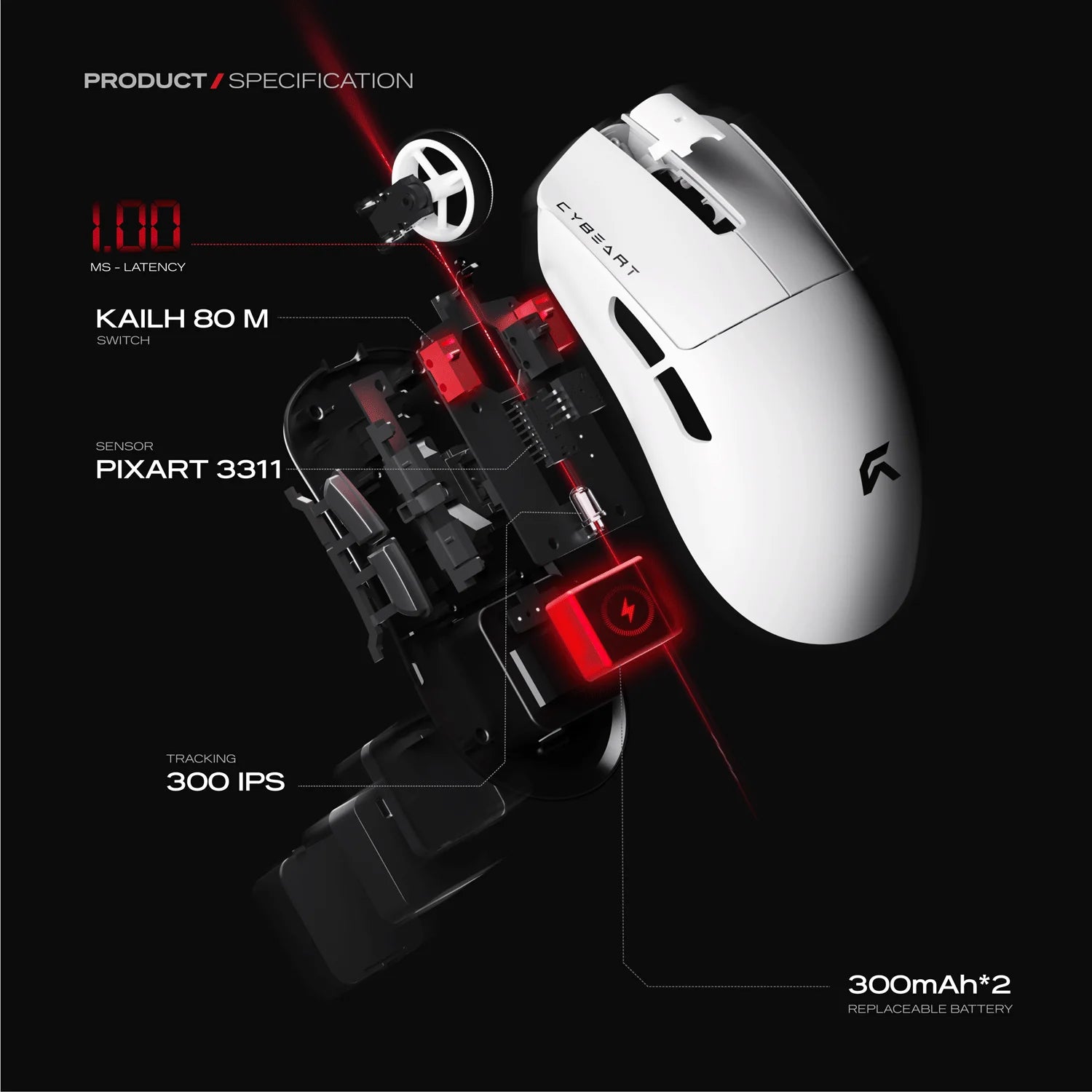 Cybeart Artemis 1K 52g Ultra-Lightweight Tri-Mode Mouse