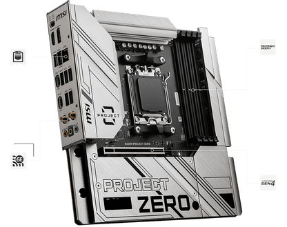 MSI B650M PROJECT ZERO DDR5 M-ATX Motherboard – AM5, Wi-Fi 6E AMD