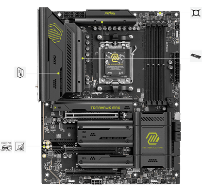 MSI MAG B850 TOMAHAWK MAX WIFI DDR5 ATX Motherboard – AM5 Socket AMD