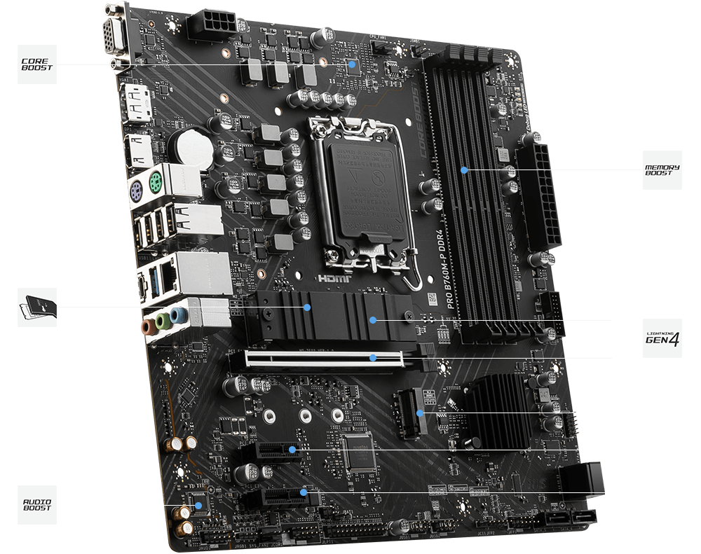 MSI Pro B760M-P DDR4 M-ATX Motherboard INTEL